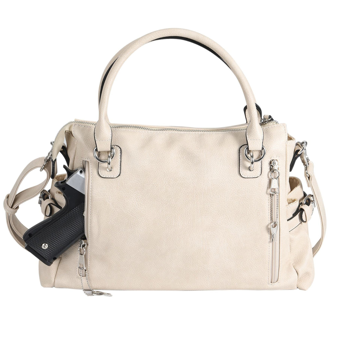 Concealed Carry Jessica Satchel by Lady Conceal — Women's Vegan Leather CCW Purse with Hidden Gun Compartment & YKK Locking Zipper