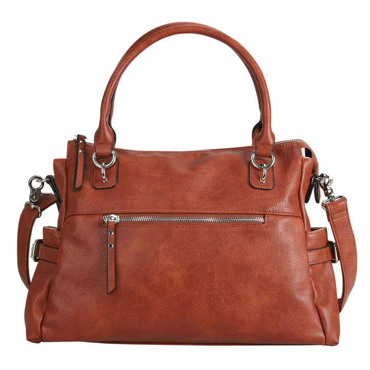 Concealed Carry Jessica Satchel by Lady Conceal — Women's Vegan Leather CCW Purse with Hidden Gun Compartment & YKK Locking Zipper