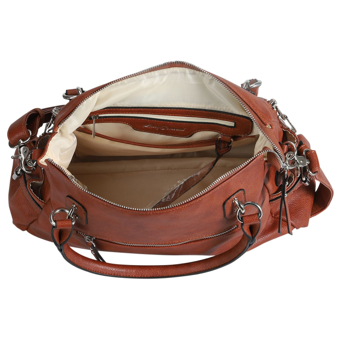 Concealed Carry Jessica Satchel by Lady Conceal — Women's Vegan Leather CCW Purse with Hidden Gun Compartment & YKK Locking Zipper