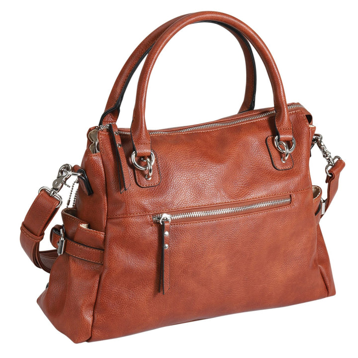 Concealed Carry Jessica Satchel by Lady Conceal — Women's Vegan Leather CCW Purse with Hidden Gun Compartment & YKK Locking Zipper