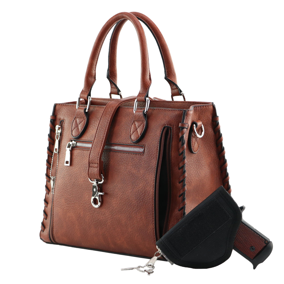 Concealed Carry Crossbody Ann Satchel for Women — Leather CCW Satchel with YKK Zipper and Adjustable Strap