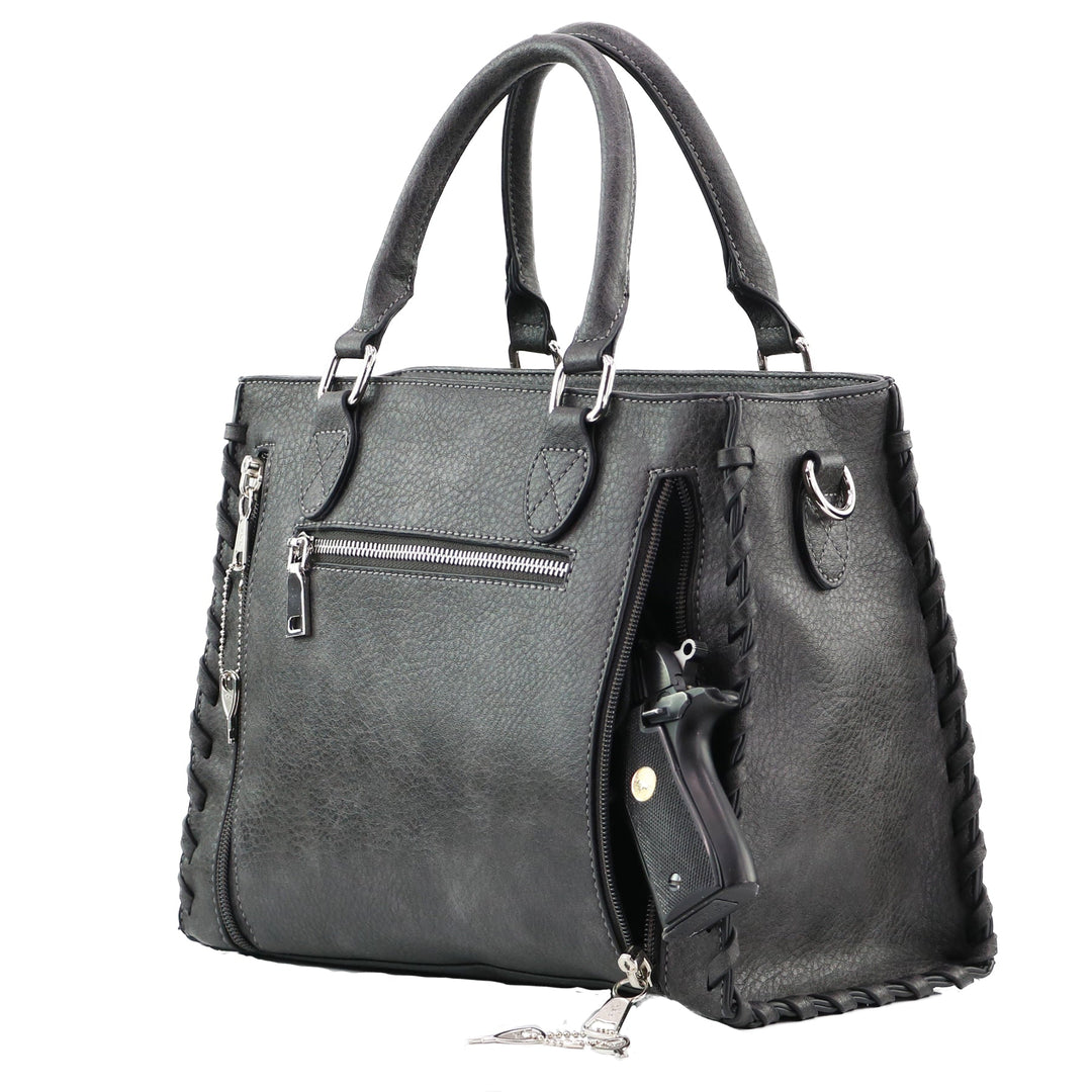 Concealed Carry Crossbody Ann Satchel for Women — Leather CCW Satchel with YKK Zipper and Adjustable Strap