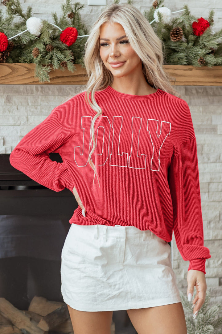 Ximena Letter Graphic Loose Long Sleeve Top