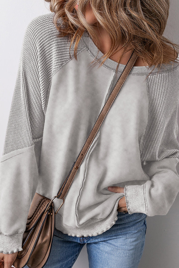Jolie Waffle Exposed Seam Raglan Sweatshirt