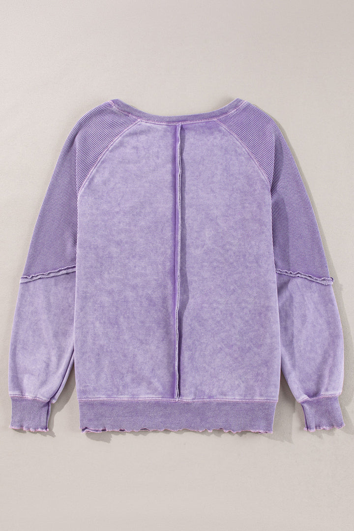Jolie Waffle Exposed Seam Raglan Sweatshirt