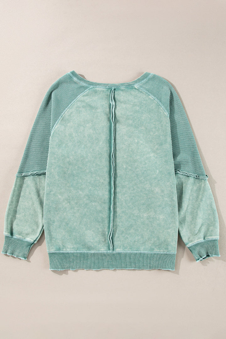 Jolie Waffle Exposed Seam Raglan Sweatshirt