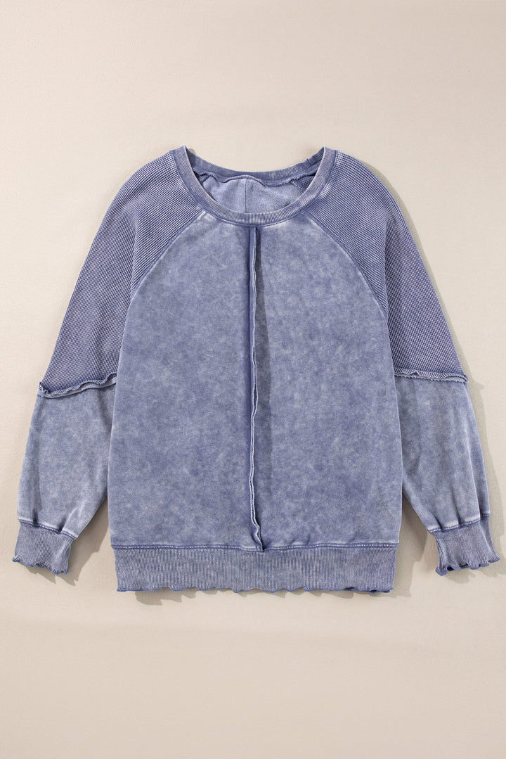 Jolie Waffle Exposed Seam Raglan Sweatshirt