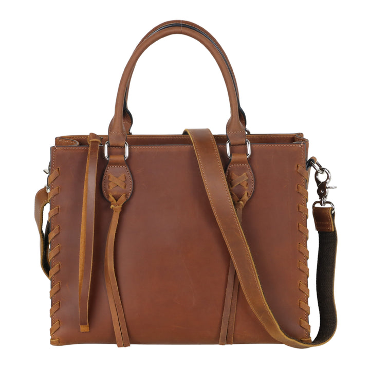 Concealed Carry Emma Leather Satchel — Spacious CCW Purse with Hidden Gun Compartment and Locking Zipper