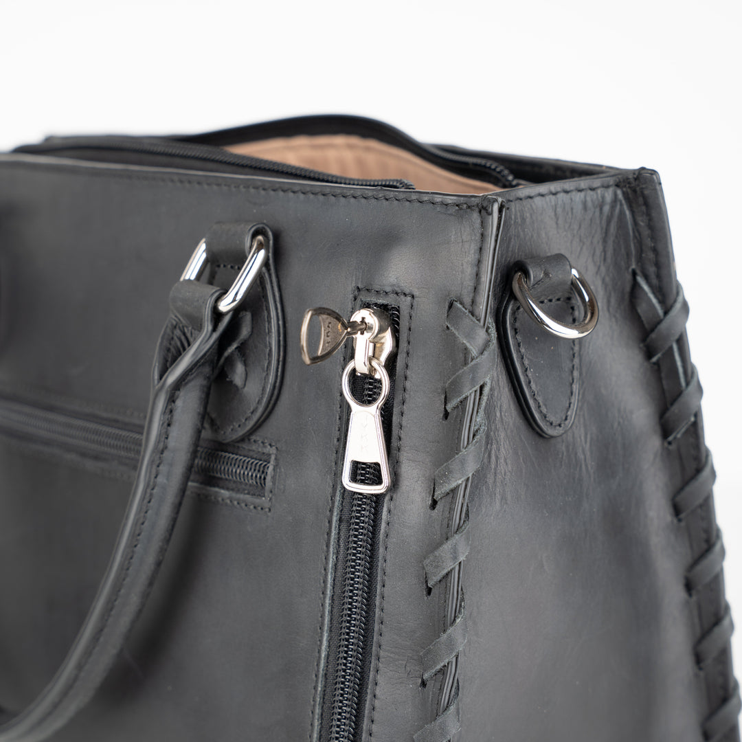 Concealed Carry Emma Leather Satchel — Spacious CCW Purse with Hidden Gun Compartment and Locking Zipper