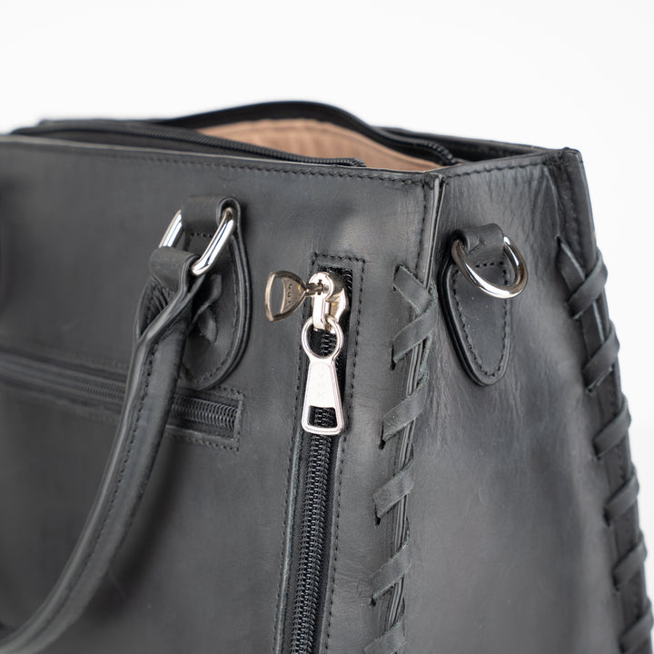 Concealed Carry Emma Leather Satchel — Spacious CCW Purse with Hidden Gun Compartment and Locking Zipper