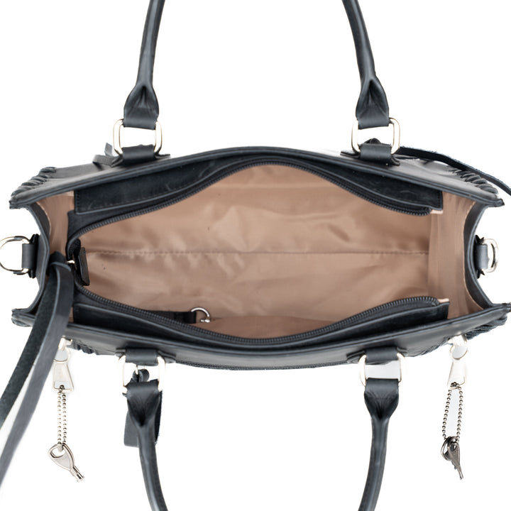 Concealed Carry Emma Leather Satchel — Spacious CCW Purse with Hidden Gun Compartment and Locking Zipper