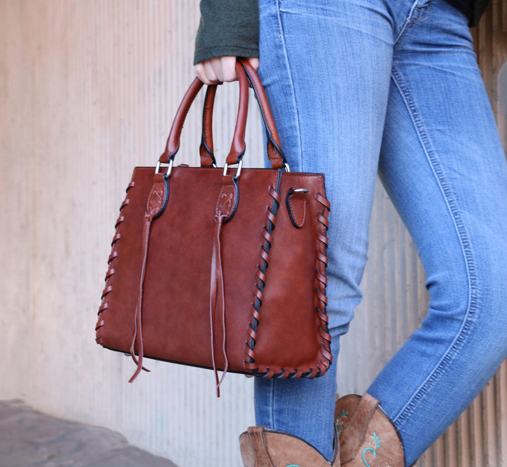 Concealed Carry Emma Leather Satchel — Spacious CCW Purse with Hidden Gun Compartment and Locking Zipper