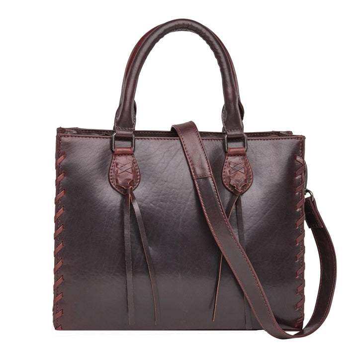 Concealed Carry Emma Leather Satchel — Spacious CCW Purse with Hidden Gun Compartment and Locking Zipper