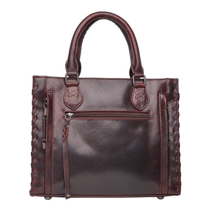 Concealed Carry Emma Leather Satchel — Spacious CCW Purse with Hidden Gun Compartment and Locking Zipper
