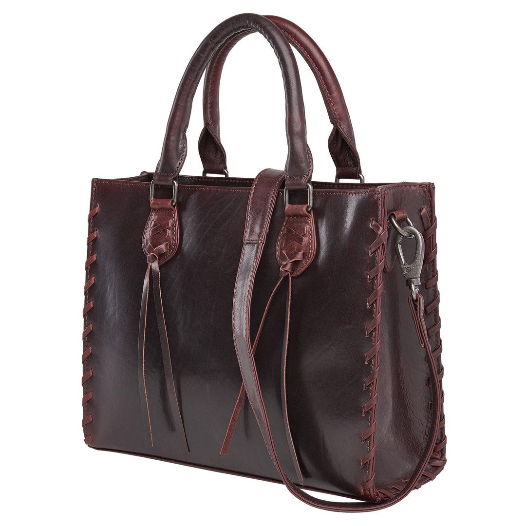 Concealed Carry Emma Leather Satchel — Spacious CCW Purse with Hidden Gun Compartment and Locking Zipper