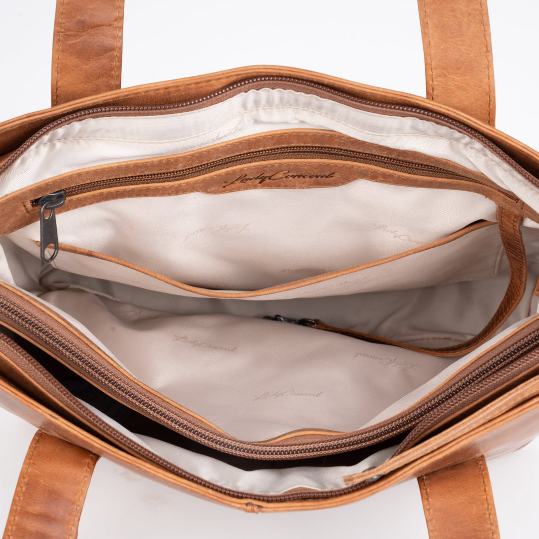 Concealed Carry Reagan Medium Leather Tote by Lady Conceal