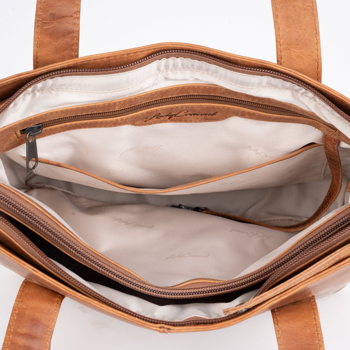 Concealed Carry Reagan Medium Leather Tote by Lady Conceal