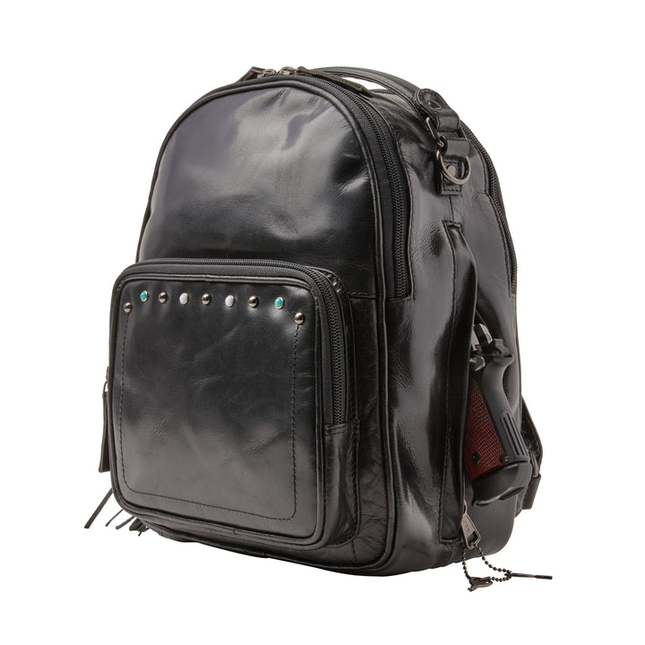 Concealed Carry Sawyer Leather Backpack by Lady Conceal