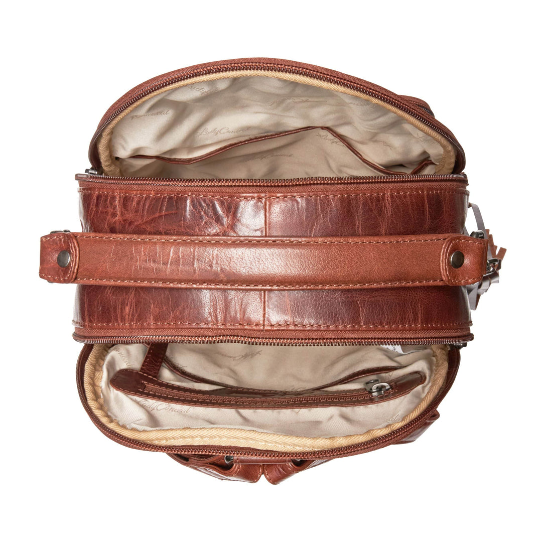 Concealed Carry Sawyer Leather Backpack by Lady Conceal