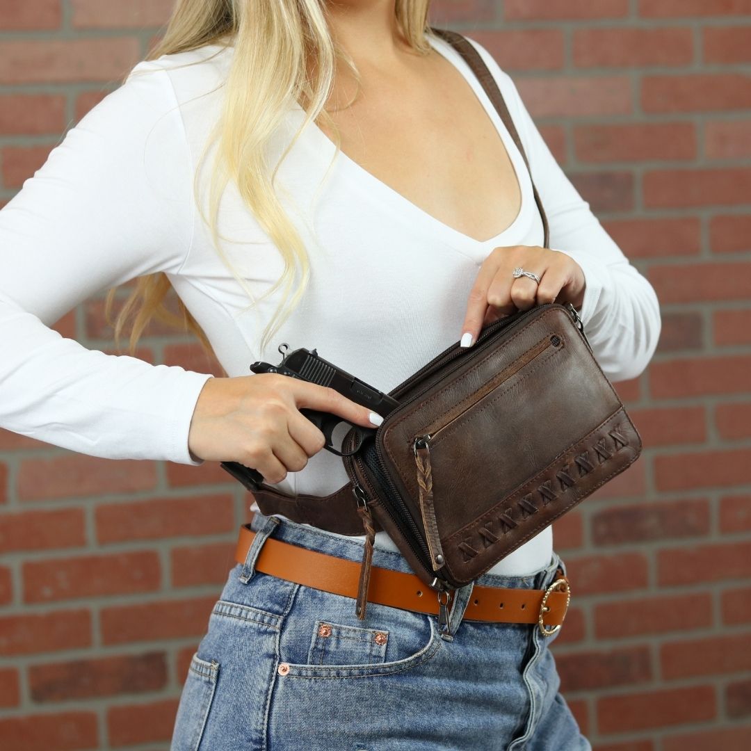 Concealed Carry Kailey Leather Fanny Pack/Sling by Lady Conceal