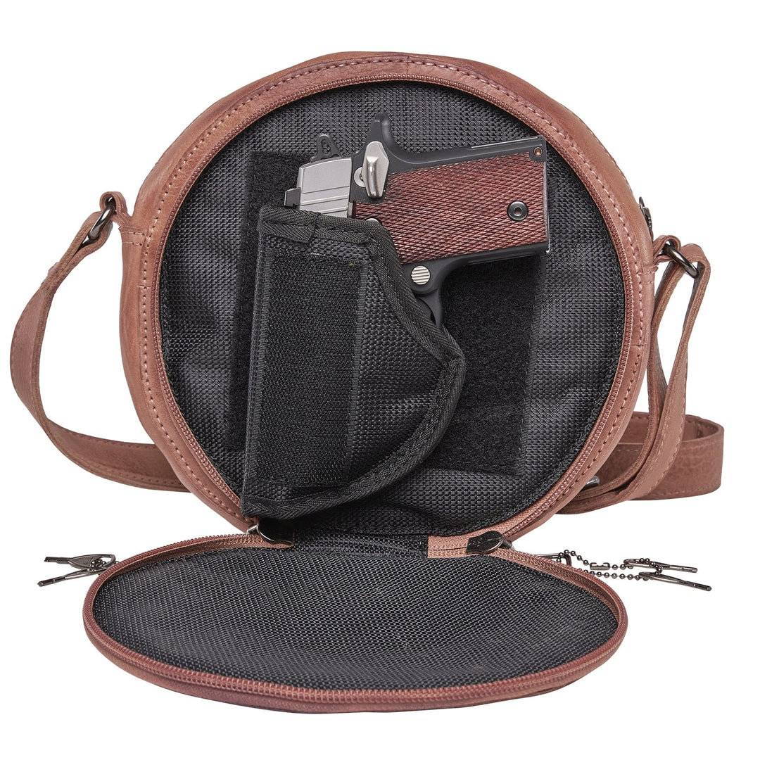 Women's Concealed Carry Mia Crossbody Purse — Everyday CCW Handbag with Locking Zipper, Universal Holster, and Ambidextrous Access