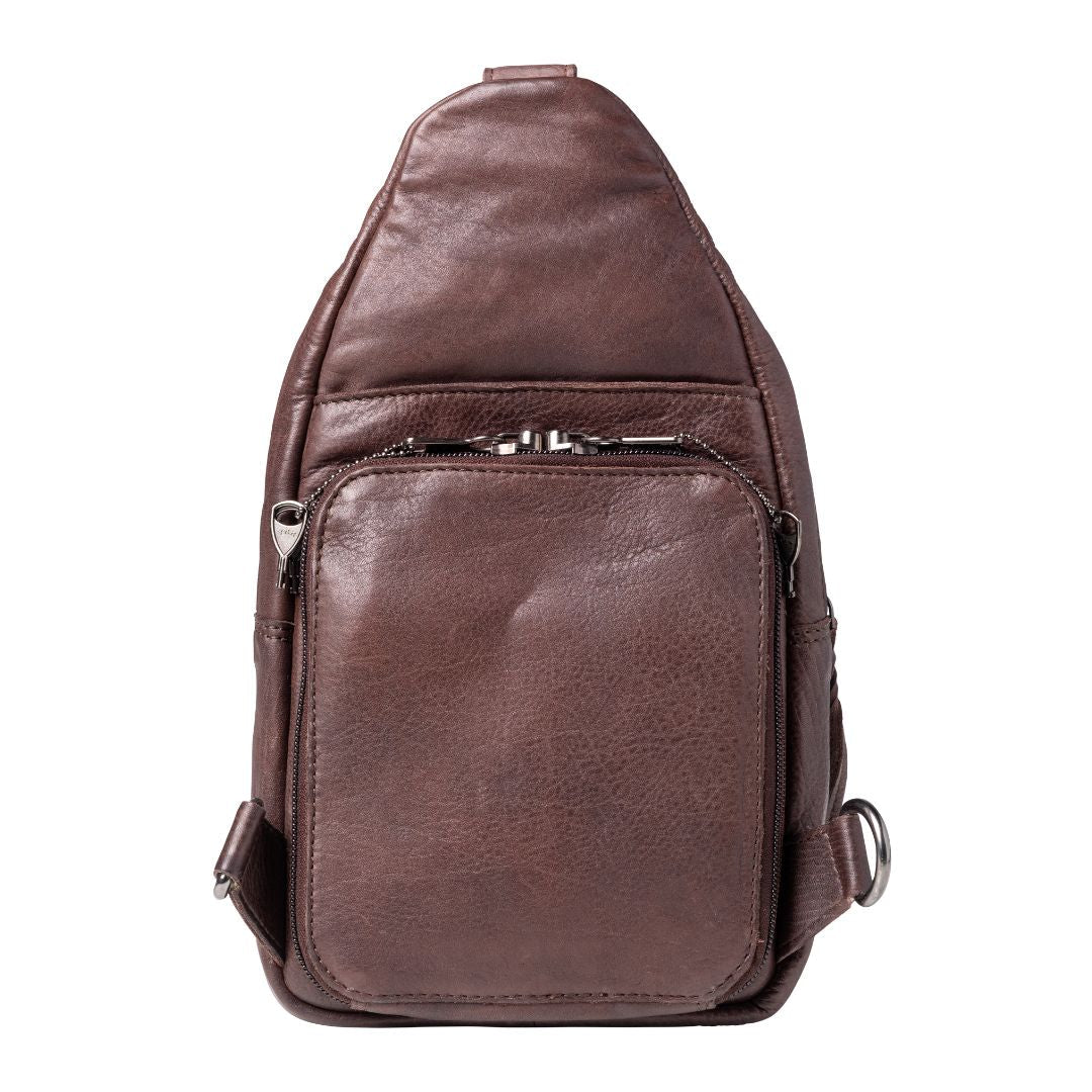 Concealed Carry Unisex Taylor Leather Sling Backpack Sling for Women — Ambidextrous CCW Bag with Universal Holster