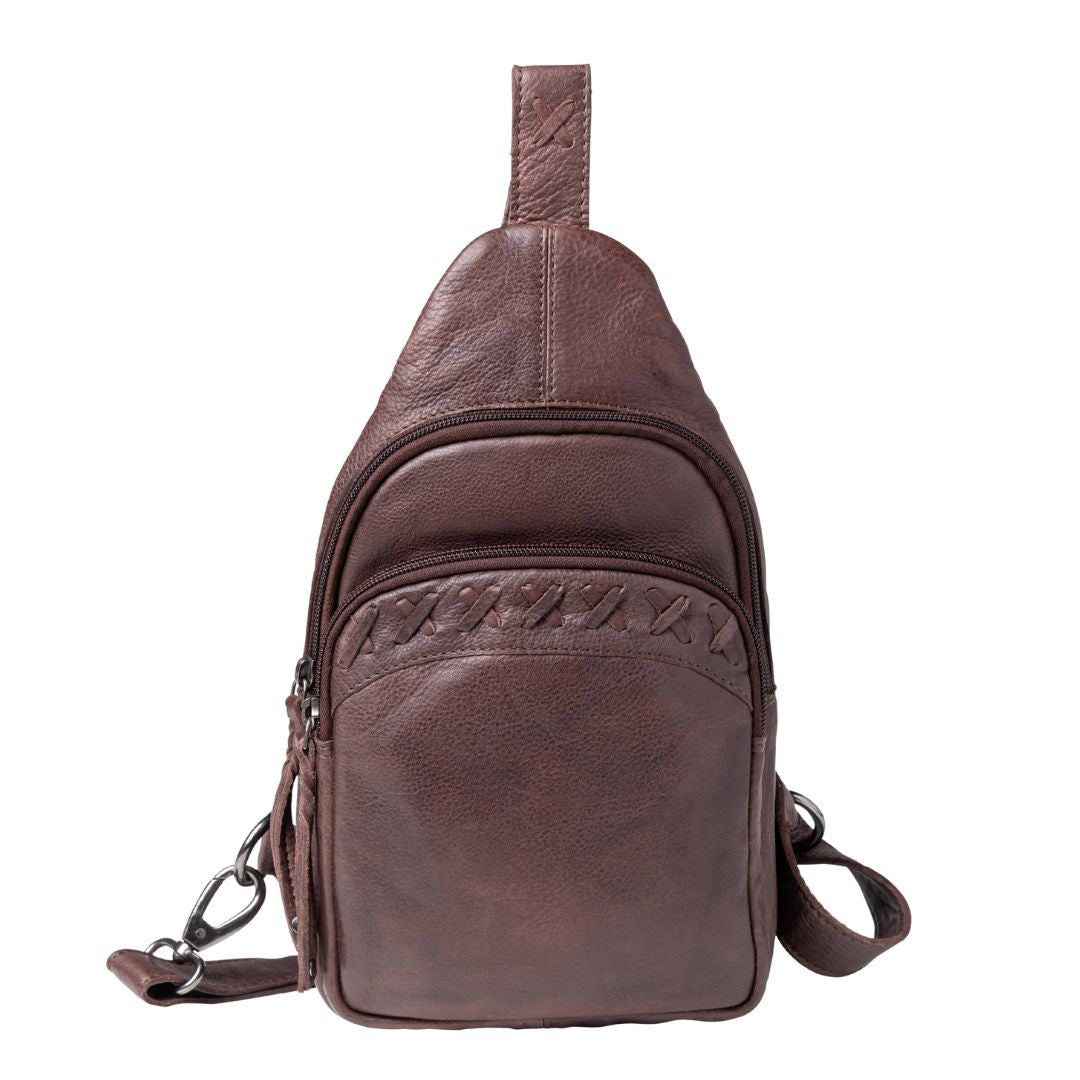 Concealed Carry Unisex Taylor Leather Sling Backpack Sling for Women — Ambidextrous CCW Bag with Universal Holster