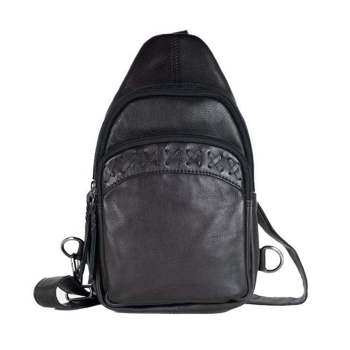 Concealed Carry Unisex Taylor Leather Sling Backpack Sling for Women — Ambidextrous CCW Bag with Universal Holster