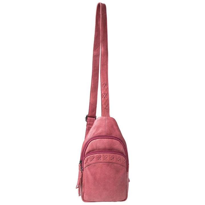 Concealed Carry Unisex Taylor Sling Leather Backpack by Lady Conceal