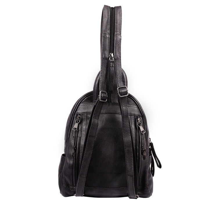Concealed Carry RFID Daisy Leather Backpack for Women — CCW Backpack Purse with RFID Protection and Locking Gun Compartment