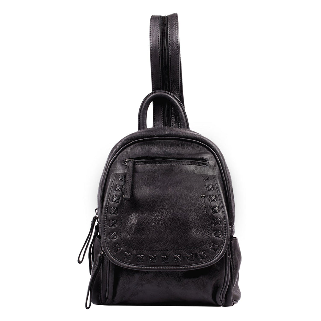 Concealed Carry RFID Daisy Leather Backpack for Women — CCW Backpack Purse with RFID Protection and Locking Gun Compartment