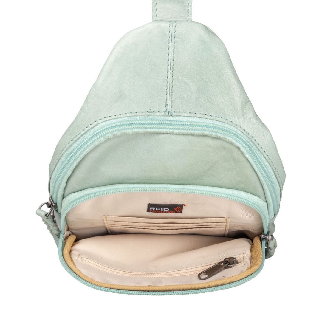 Concealed Carry Haven Sling Leather Backpack by Lady Conceal