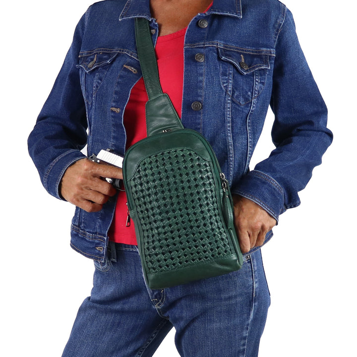 Concealed Carry Bristol Sling Leather Backpack by Lady Conceal