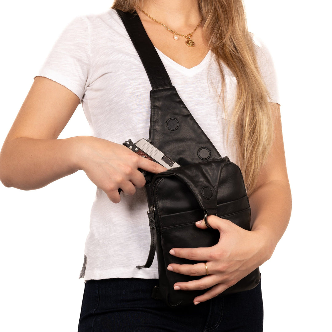Concealed Carry Unisex Dakota Leather Sling by Lady Conceal