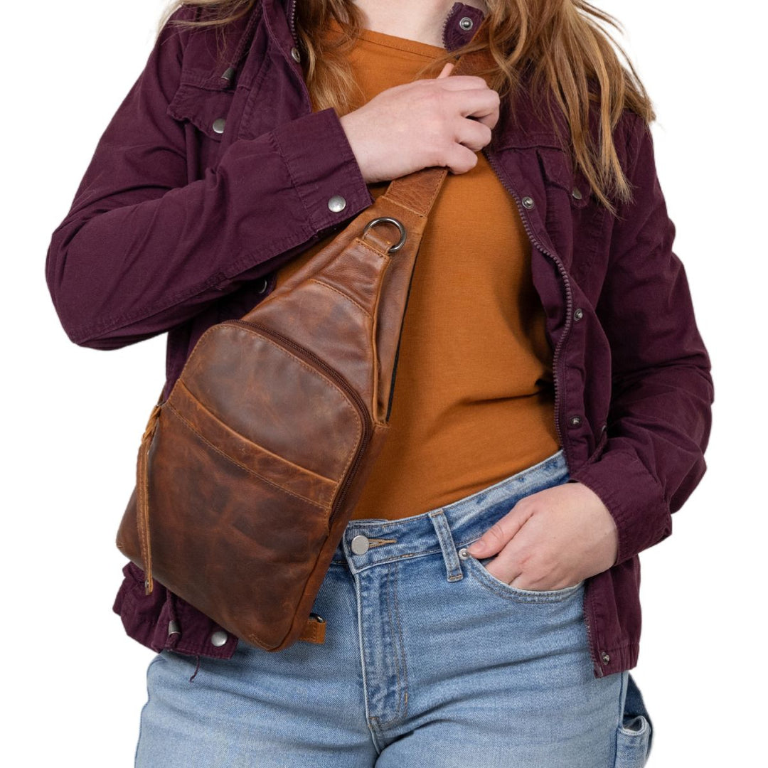Concealed Carry Unisex Dakota Leather Sling by Lady Conceal