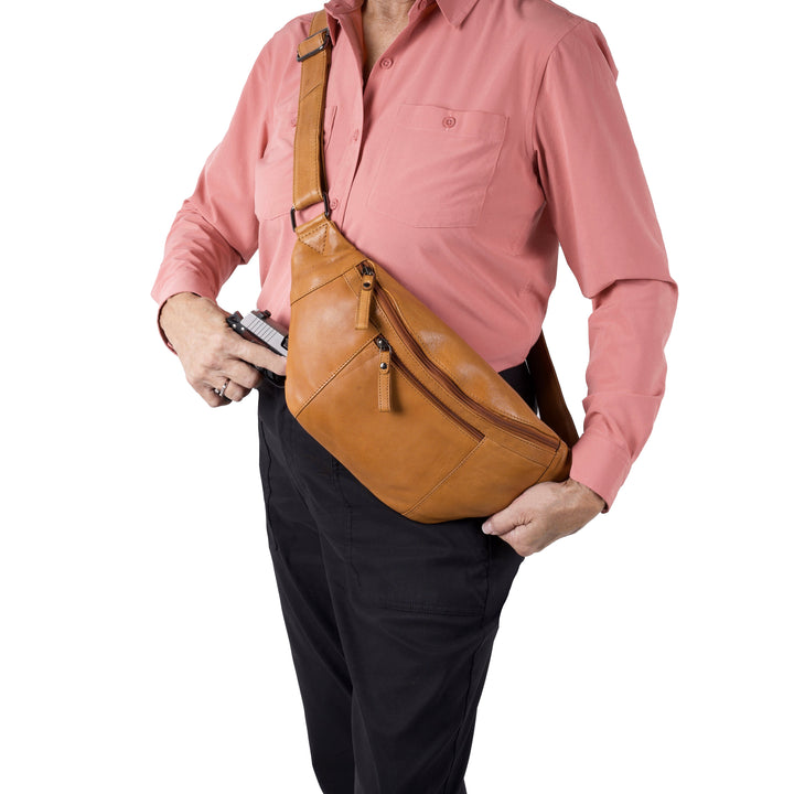 Concealed Carry Charlie Magnetic Leather Sling by Lady Conceal