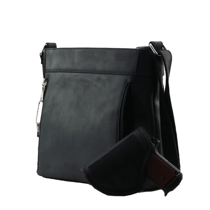 Delaney Concealed Carry Crossbody — Full-Grain Leather Purse with Ambidextrous YKK Locking Zippers & Universal Holster