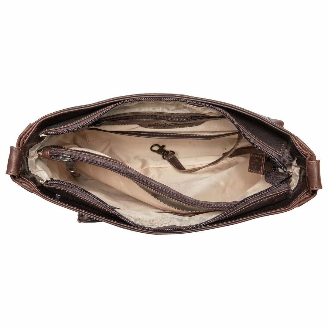 Delaney Concealed Carry Crossbody — Full-Grain Leather Purse with Ambidextrous YKK Locking Zippers & Universal Holster