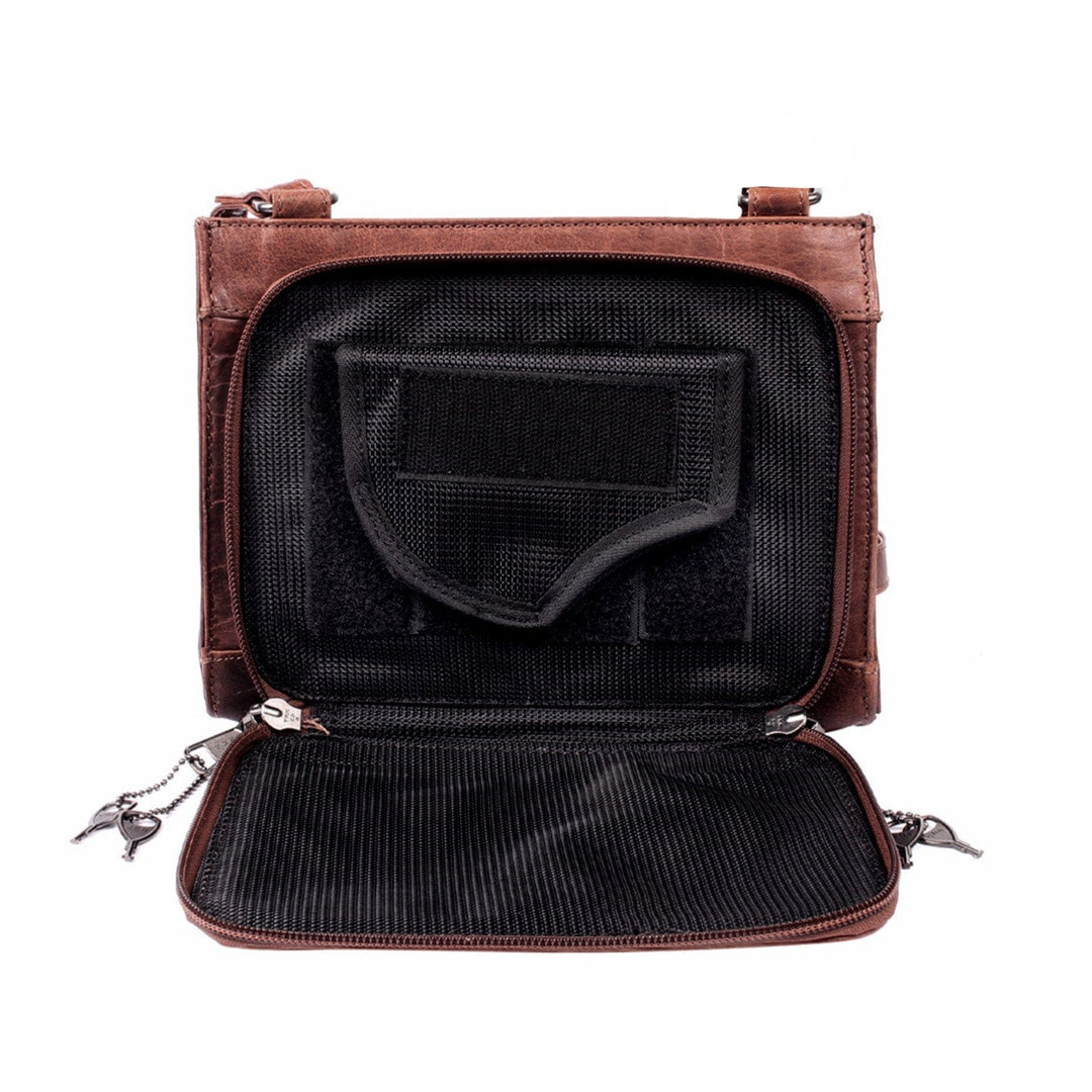 Concealed Carry Raelynn Buffalo Leather Crossbody RFID Organizer by Lady Conceal