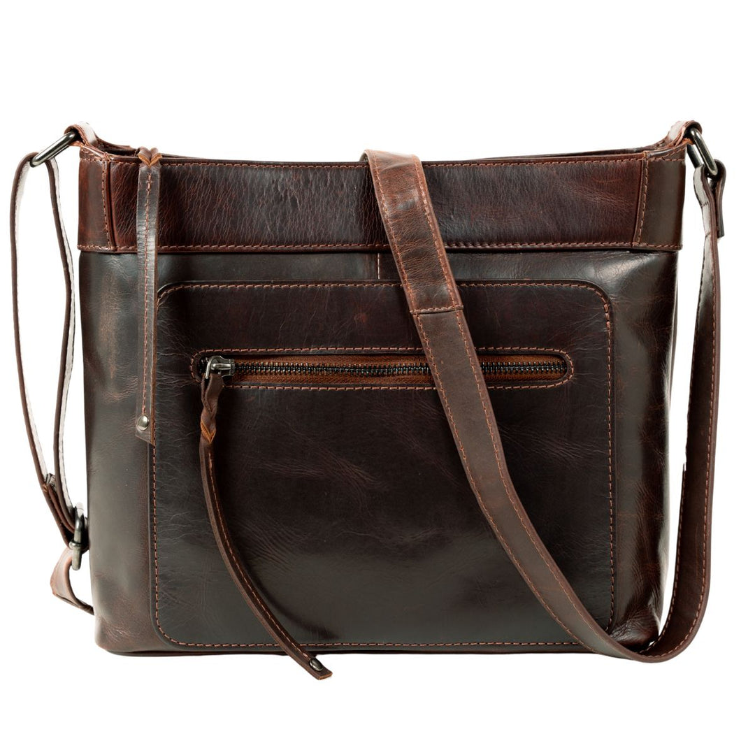Delaney Concealed Carry Crossbody — Full-Grain Leather Purse with Ambidextrous YKK Locking Zippers & Universal Holster
