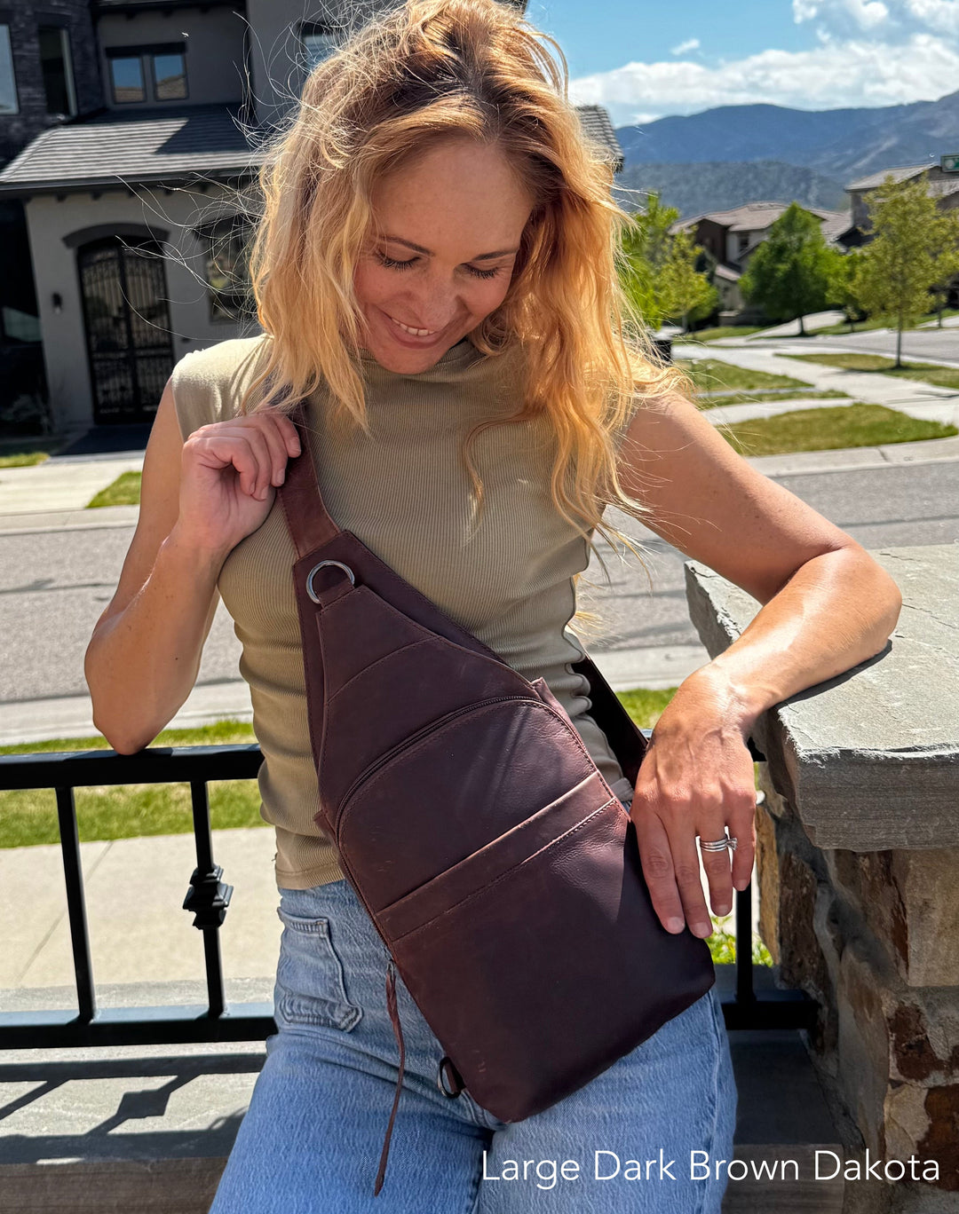Concealed Carry Unisex Dakota Leather Sling by Lady Conceal - Large and Regular Size