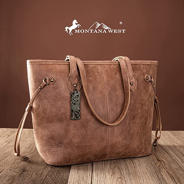 Large Real Leather Concealed Carry Tote by Montana West