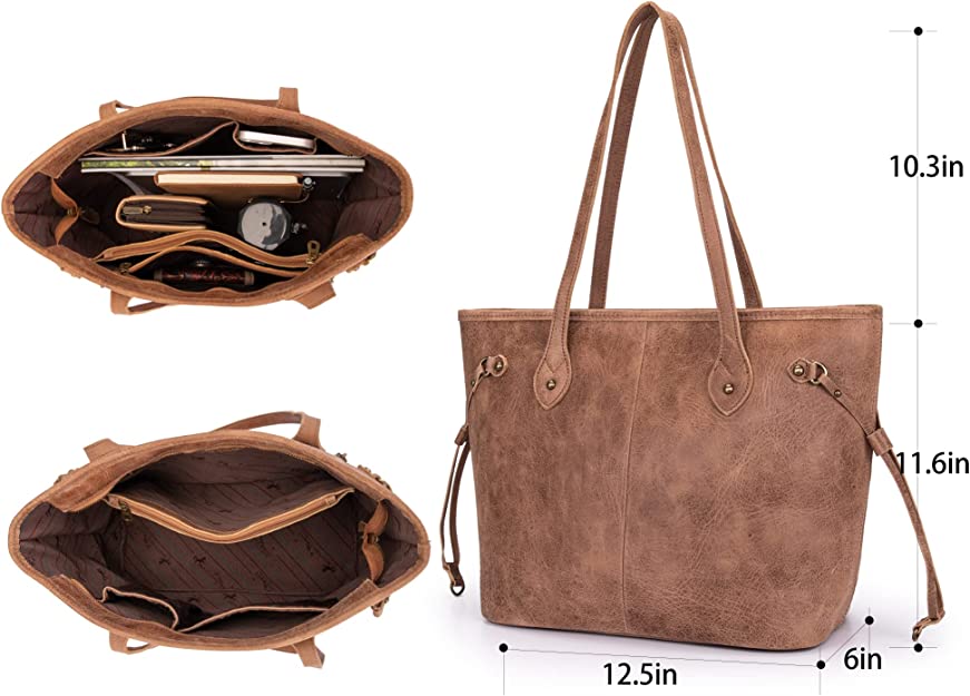 Large Real Leather Concealed Carry Tote by Montana West