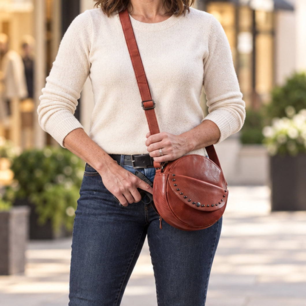 Women's Concealed Carry Mia Crossbody Purse — Everyday CCW Handbag with Locking Zipper, Universal Holster, and Ambidextrous Access
