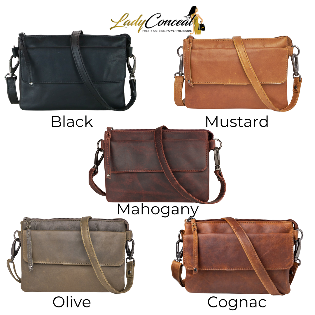 Premium Leather Concealed Carry Natasha Crossbody Bag – Stylish Everyday Carry by Lady Conceal