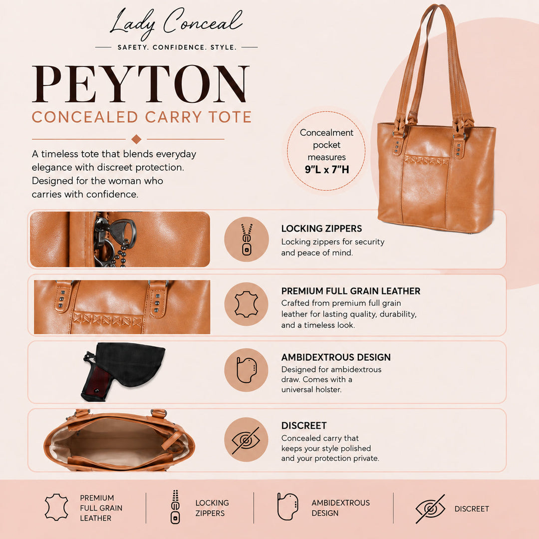 Concealed Carry Peyton Leather Tote for Women by Lady Conceal