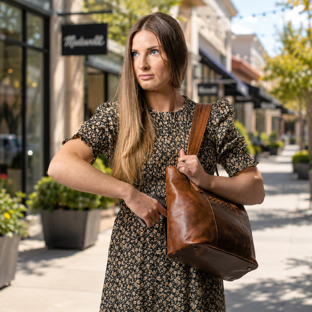 Concealed Carry Peyton Leather Tote for Women by Lady Conceal