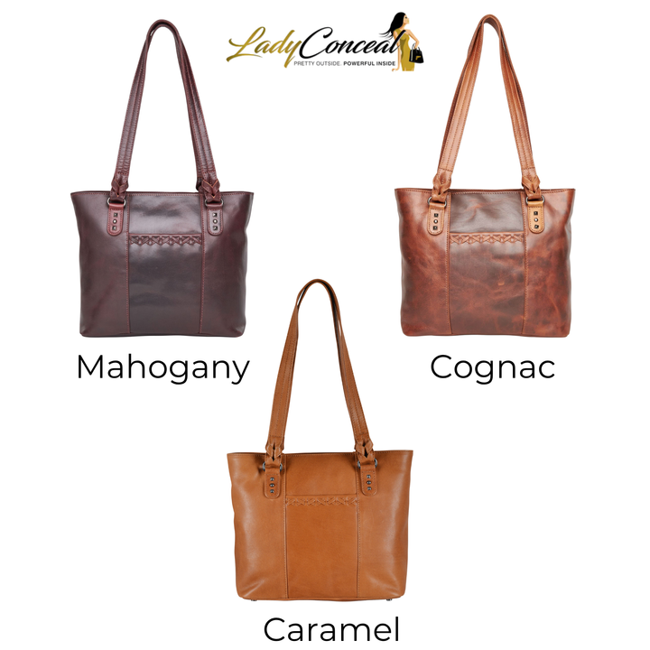 Concealed Carry Peyton Leather Tote for Women by Lady Conceal