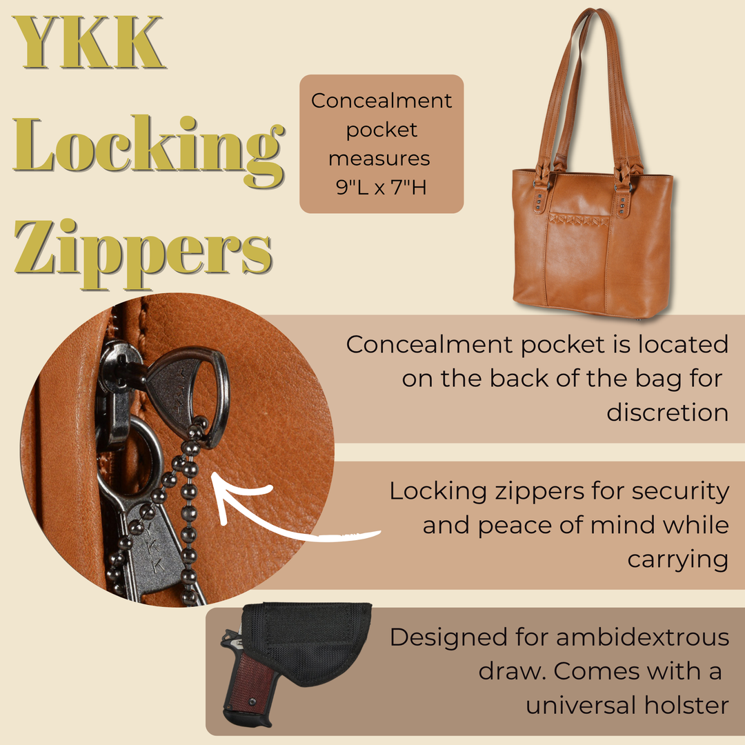 Concealed Carry Peyton Leather Tote for Women by Lady Conceal
