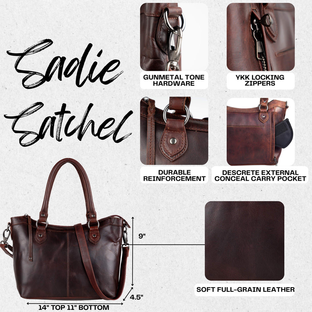 Concealed Carry Sadie Leather Satchel by Lady Conceal